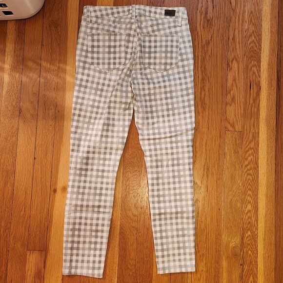 Paige Verdugo Ankle Midrise Skinny Stretch Jeans Grey and White Gingham, Sz 29 - Picture 3 of 10